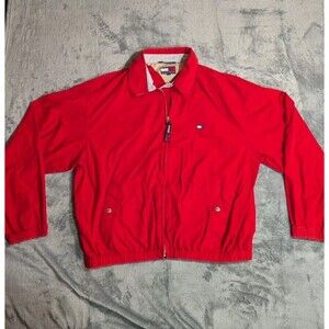 Vintage Tommy Hilfiger Jacket Men's Size Large‎ Red Harrington Work Collard